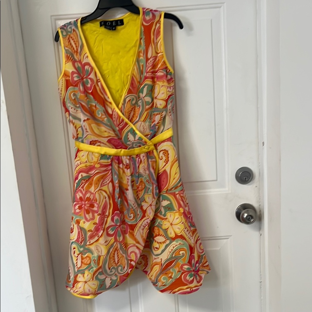 Vibrant Yellow and Orange Mini Dress Spring Summer dress